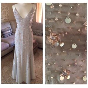 grey beaded maxi dress